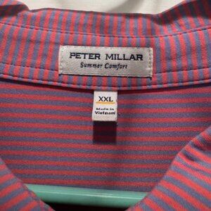 Men's Peter Millar XXL Summer Comfort Red Blue Stripe Polo
